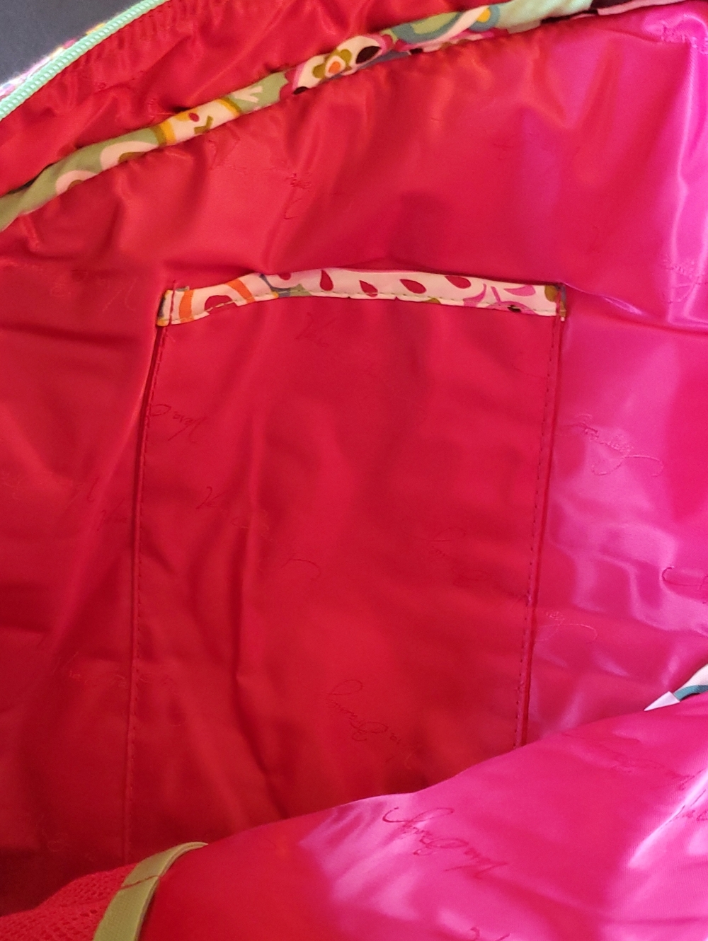 Vera Bradley Green Pink Paisley Tutti Frutti Quilted Sling Tennis Backpack NWT - Picture 8 of 15